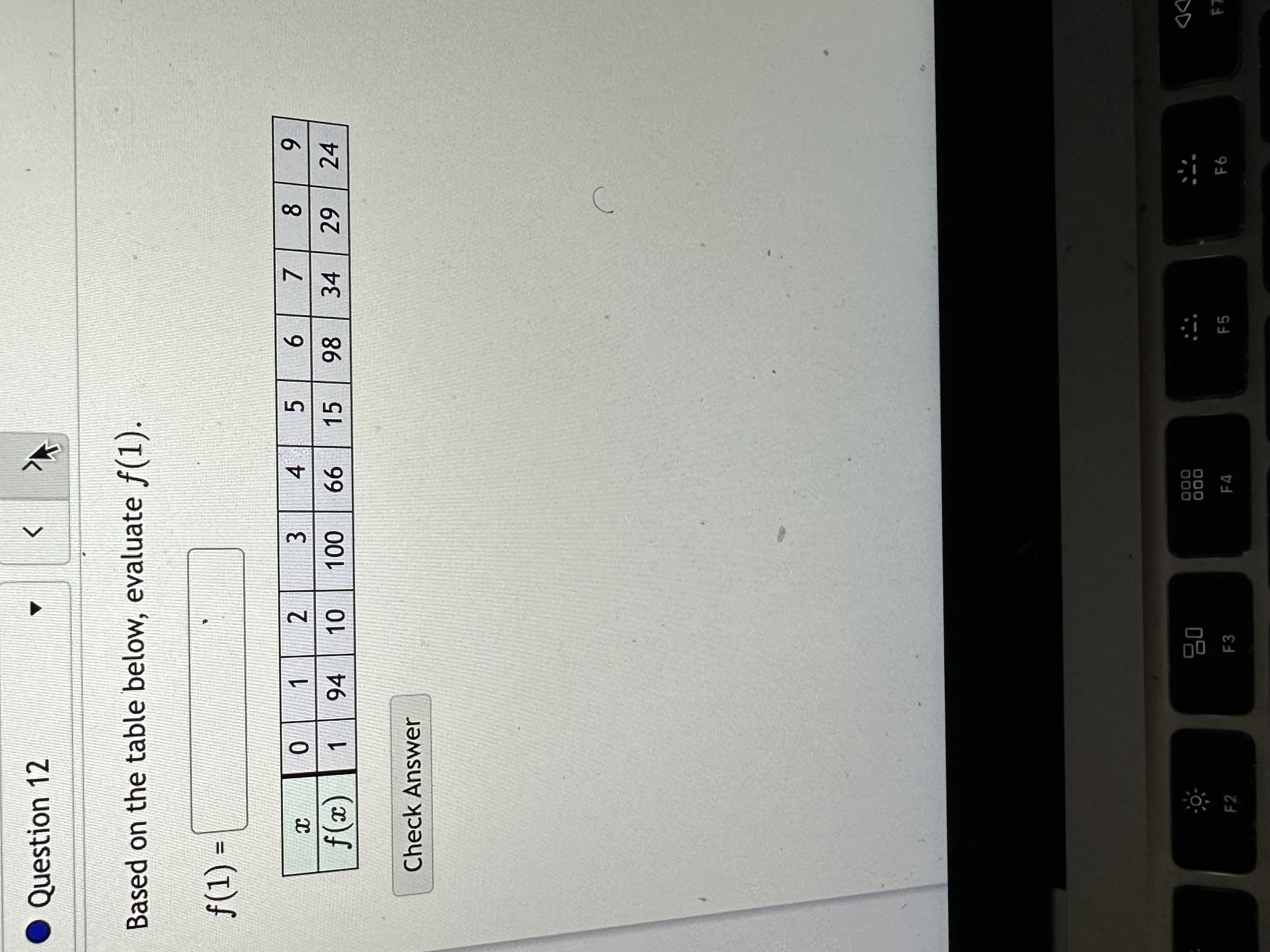 Question 10 K Given the function f(x) = -4 + x,