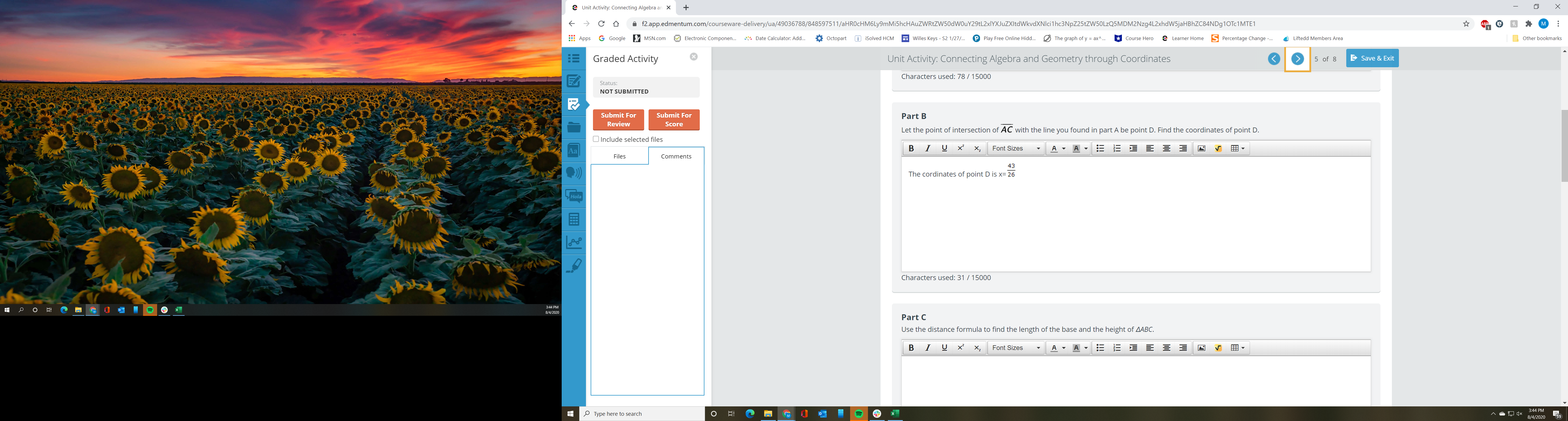 2 Unit Activity: Connecting Algebra ar - C D a