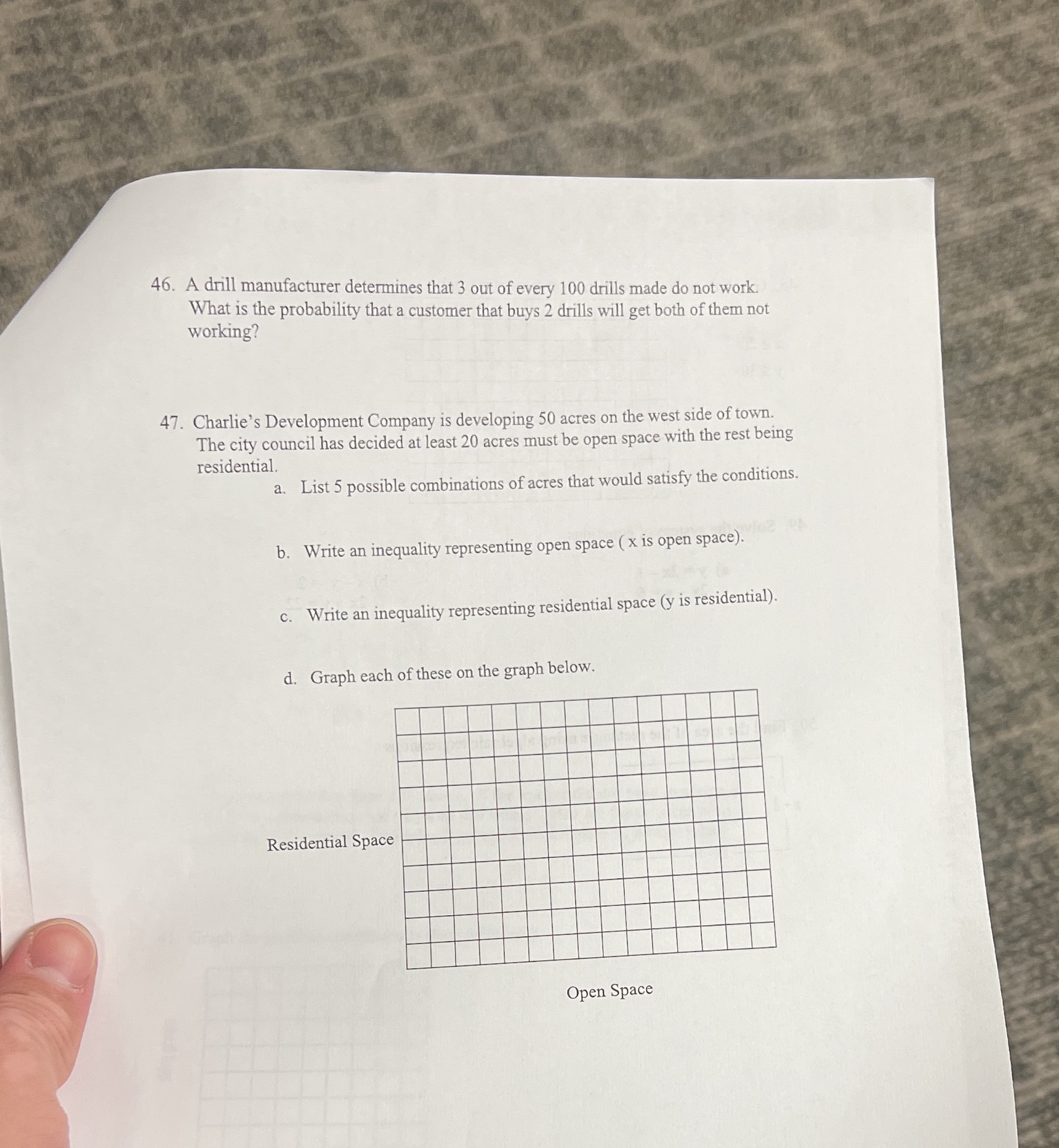 46. A drill manufacturer determines that 3 out of