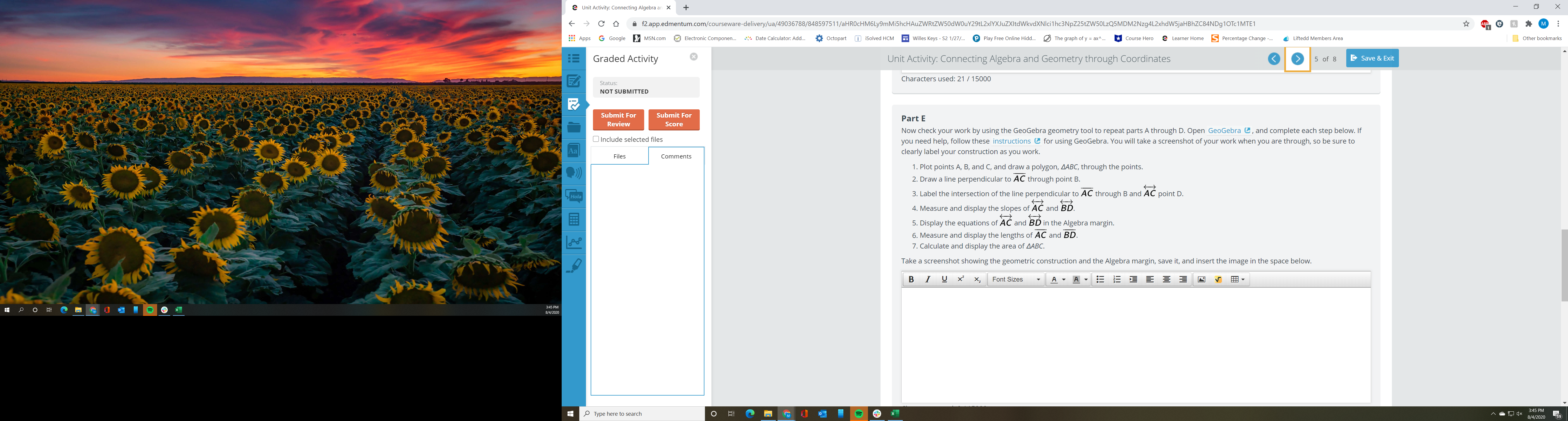 2 Unit Activity: Connecting Algebra ar - C D a