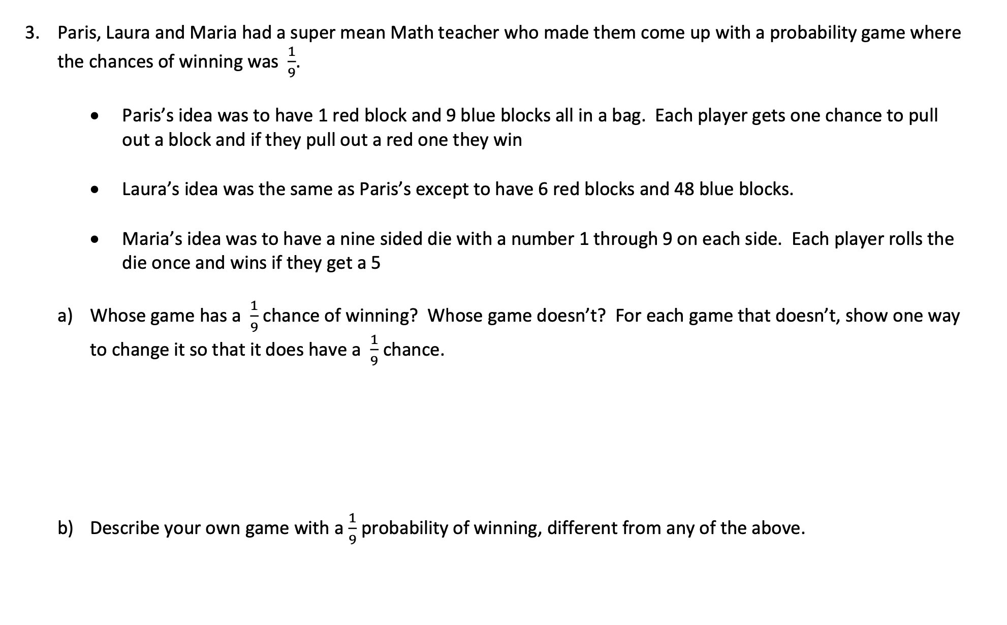 3. Paris, Laura and Maria had a super mean Math