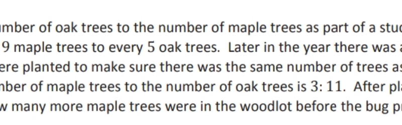 it's an ratio problem Imber of oak trees to the