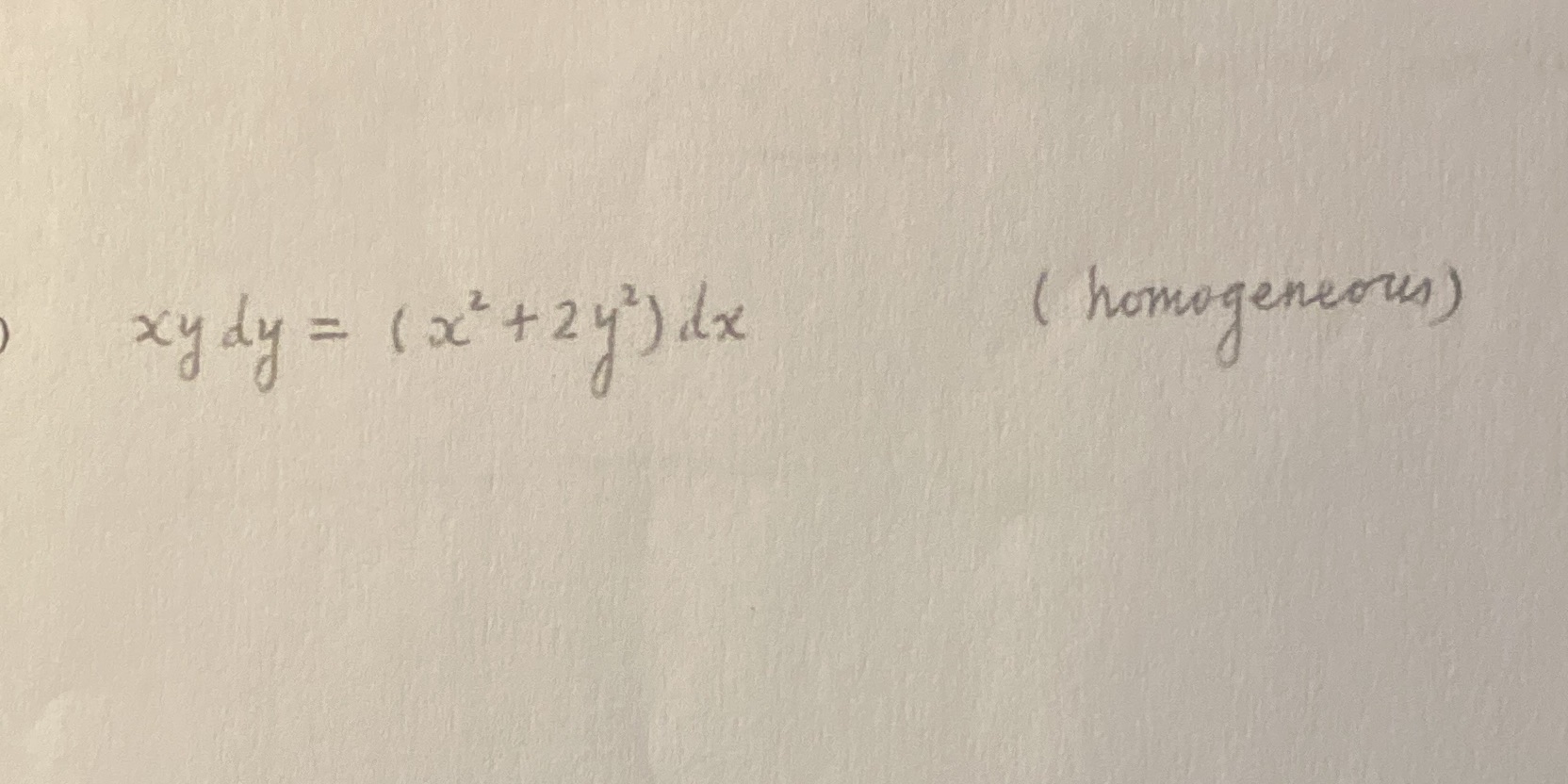 Please solve the following homogenous DE. Please