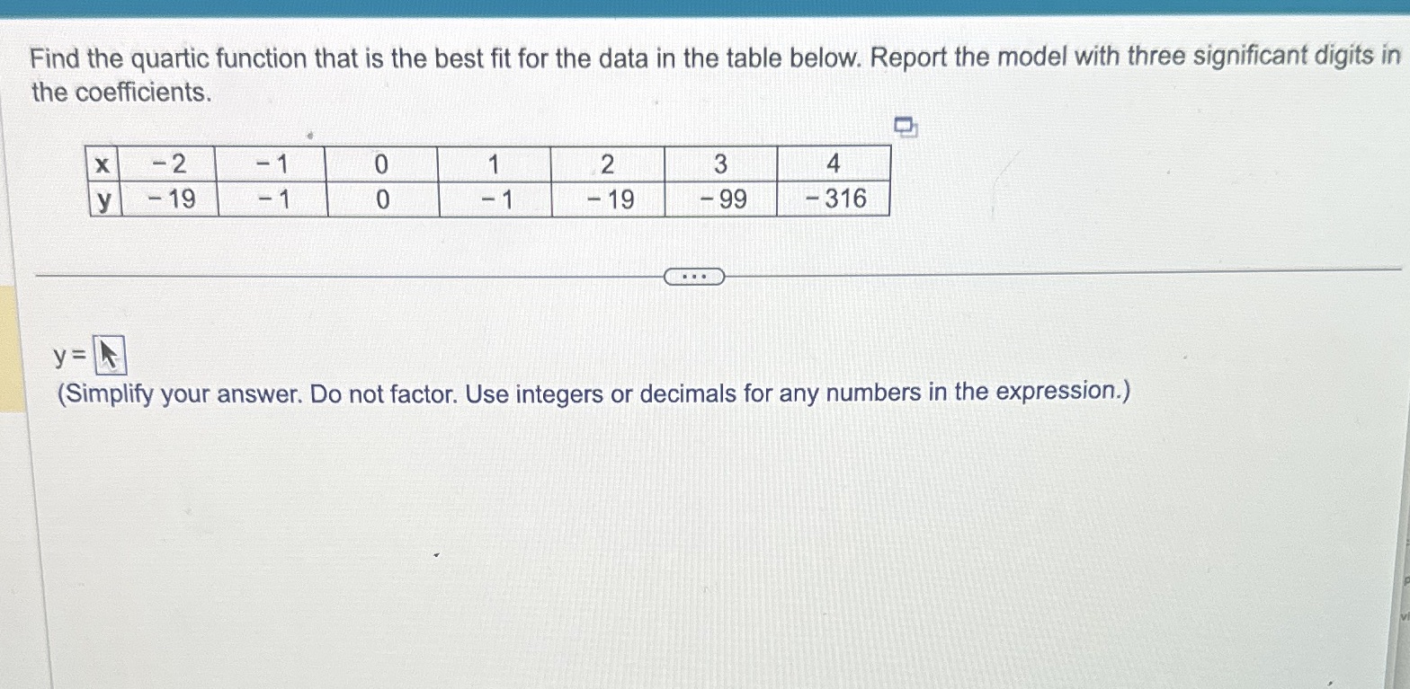 i need help solving this Find the quartic