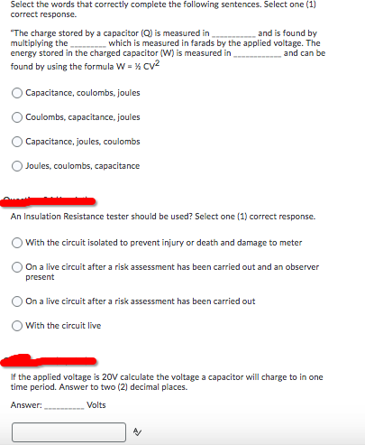 Quick few Questions An insulation resistance
