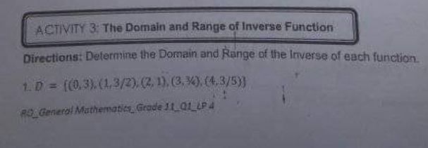 Thankyouuuuu ACTIVITY 2: The Domain and Range of
