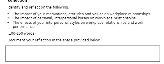 Rellection Identify and reflect on the following: