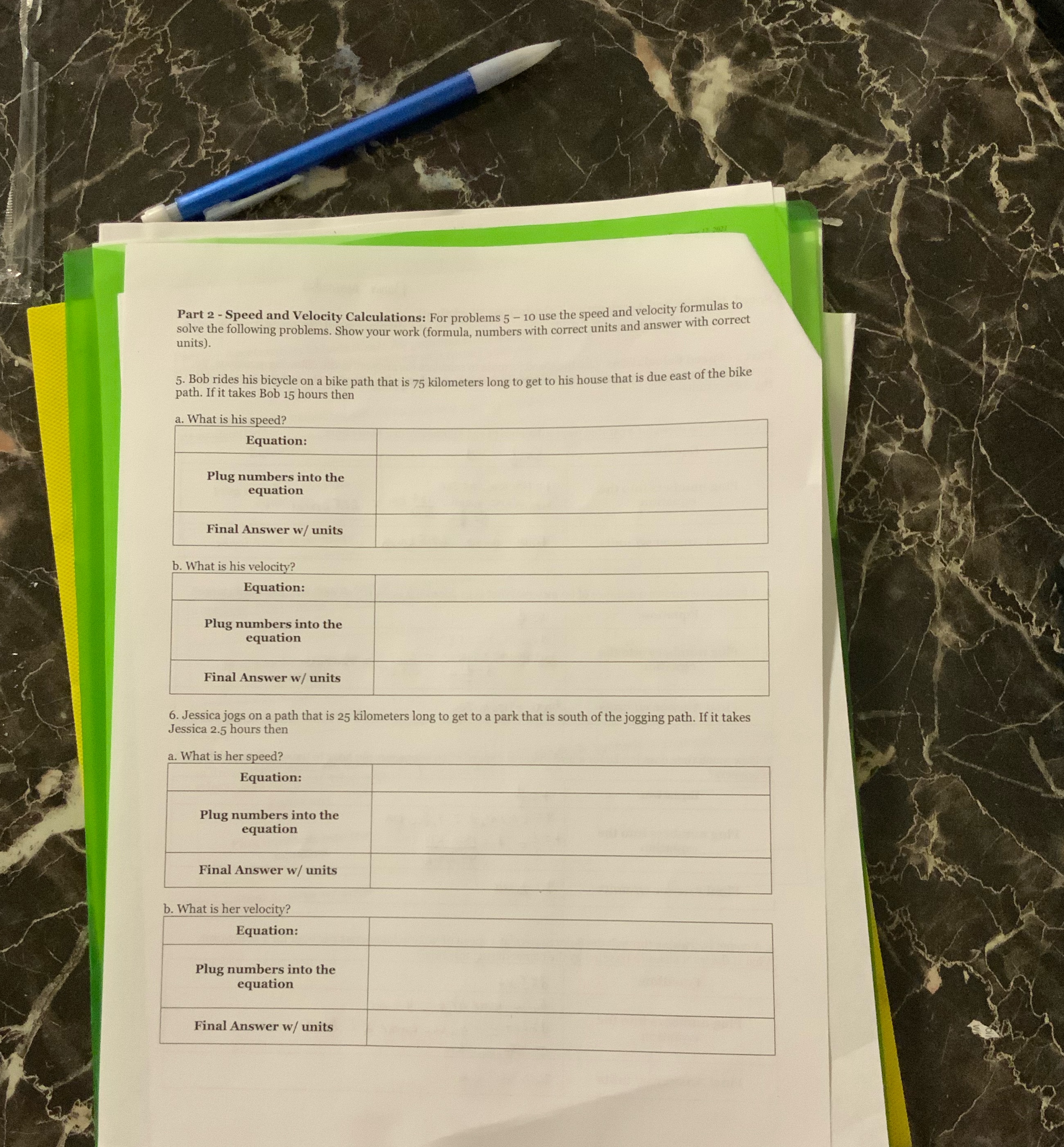 Please help Part 2 - Speed and Velocity