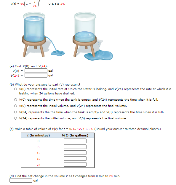 A tank holds90gal of water, which drains from a