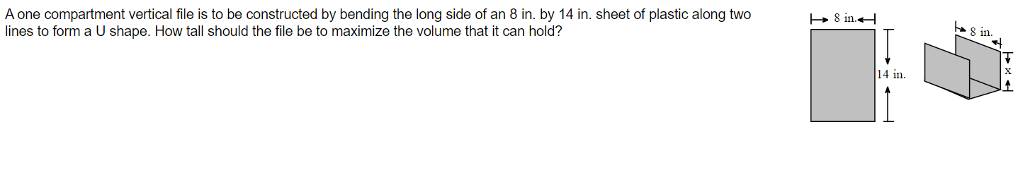 A one compartment vertical file is to be