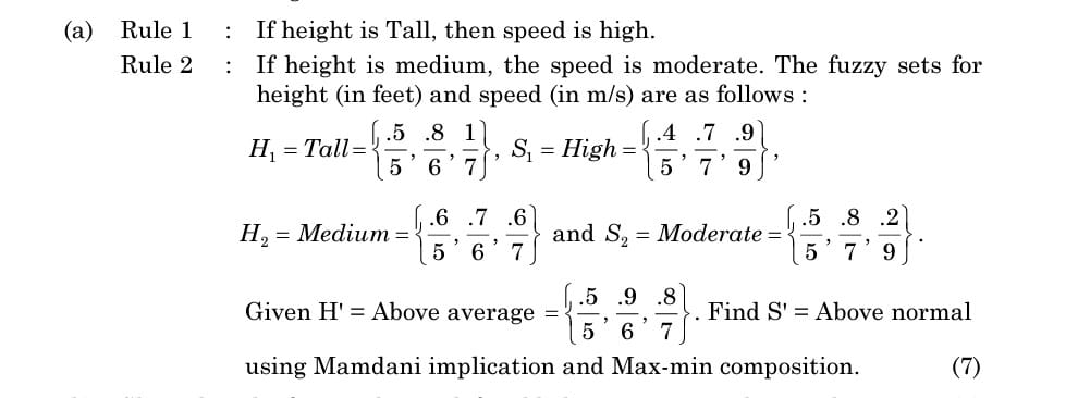 subject: Fuzzy Mathematics (a) Rule 1 : If height