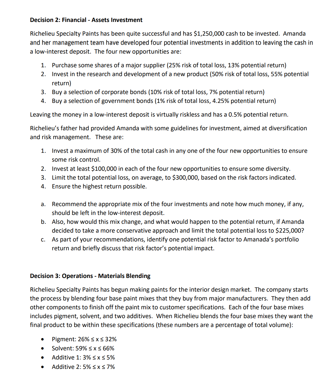 MGTS 113 Linear Programming Case Winter 2023