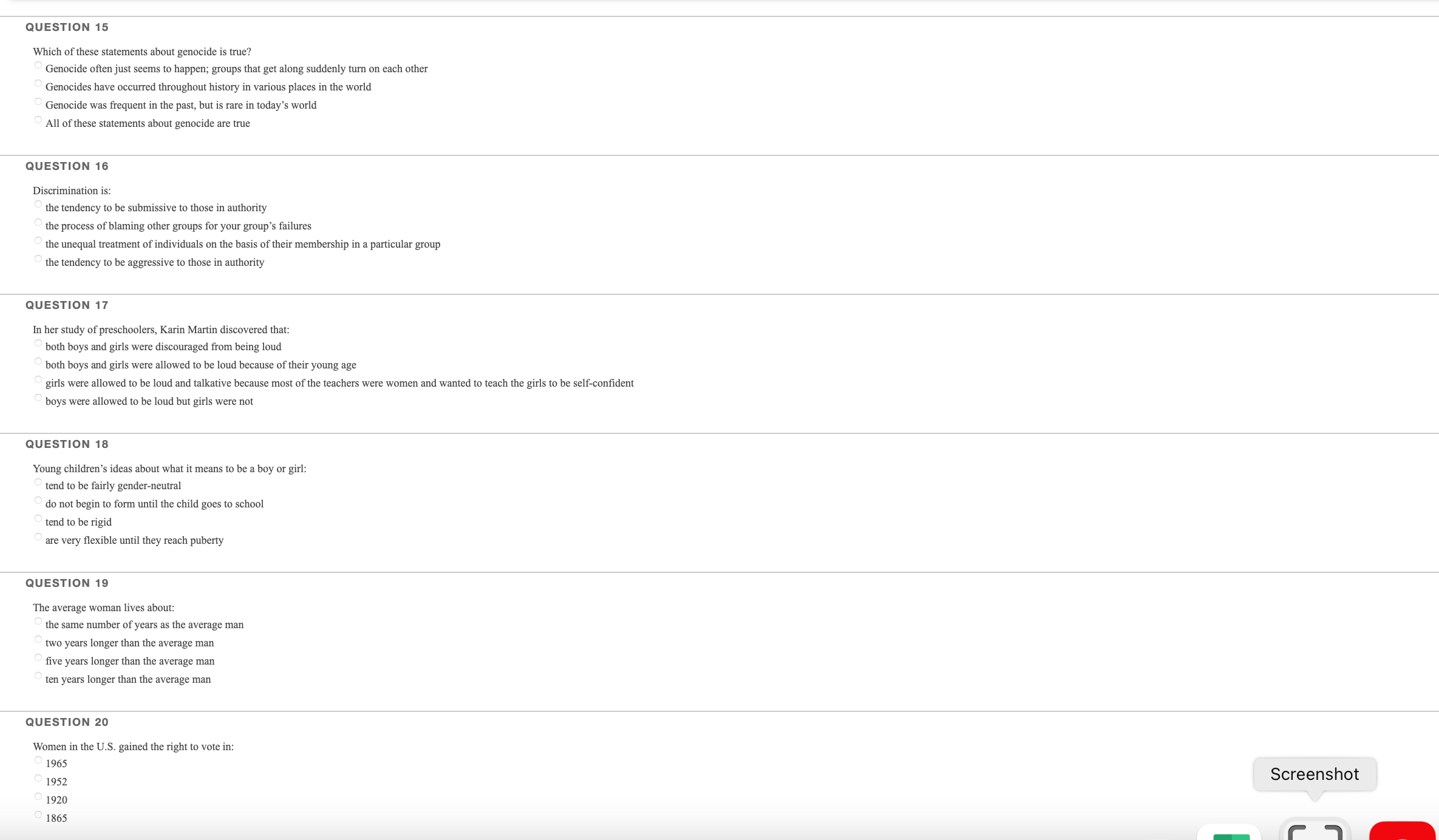 QUESTION 3 Which of the following is a married