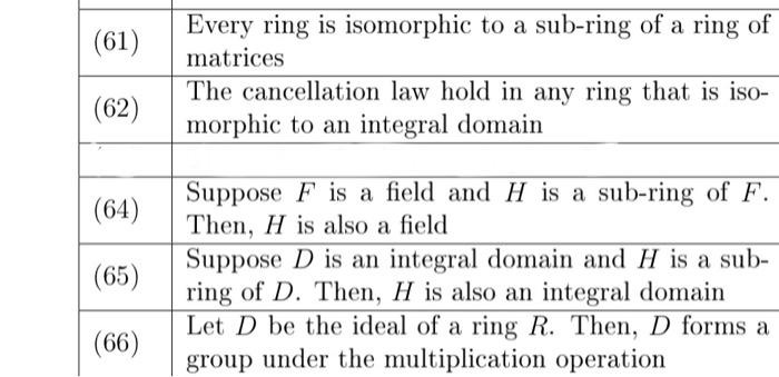 Determine whether of the following true or false