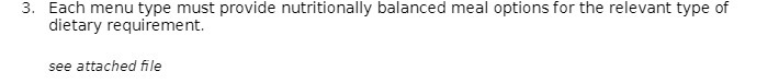 3. Each menu type must provide nutritionally