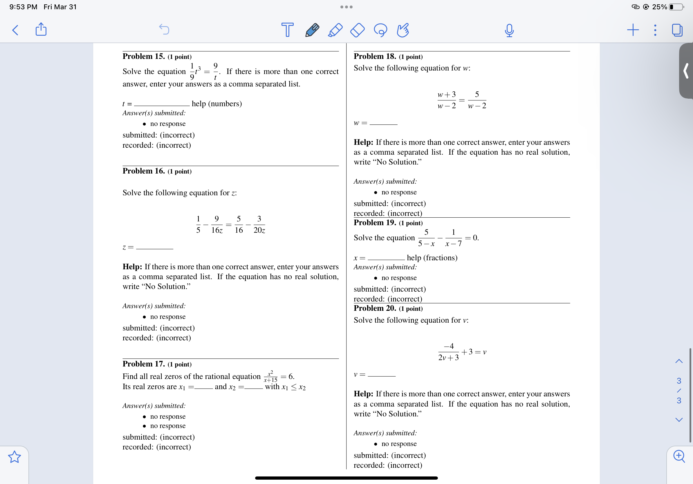 9:53 PM Fri Mar 31 . . 25% < T O + : 0 Problem 7.