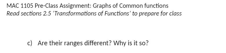 MAC 1105 Pre-Class Assignment: Graphs of |Common
