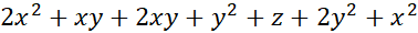 The polynomial \f\f2x2 + xy + 2xy + y < + z + 2yz