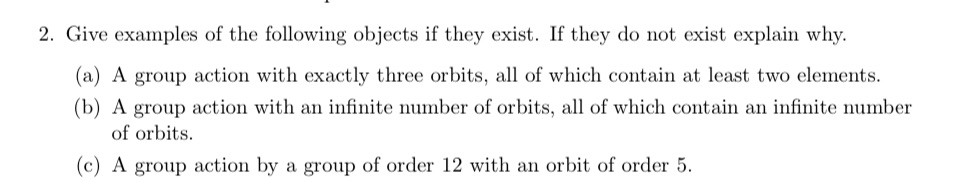 2. Give examples of the following objects if they