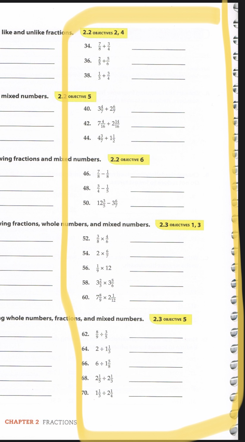 like and unlike fractions. 2.2 OBJECTIVES 2, 4