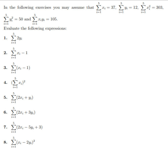 5 5 In the following exercises you may assume