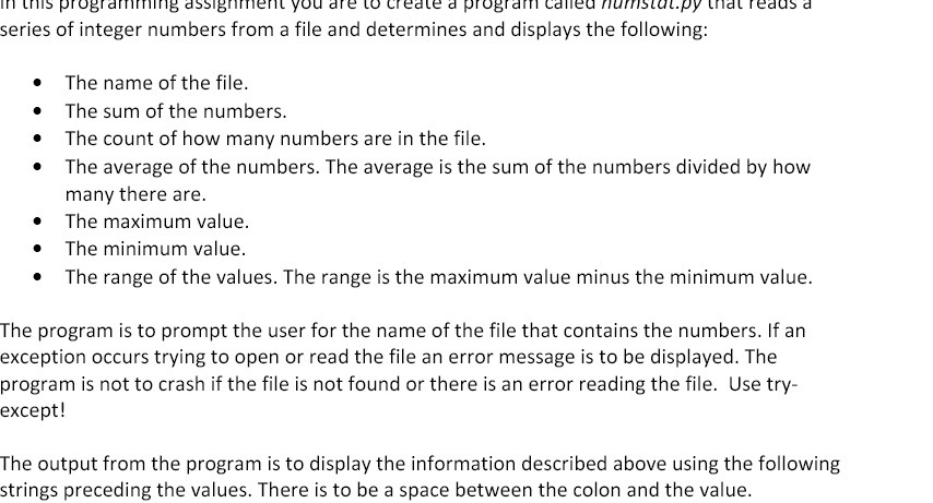 in this programming assignment you are to create