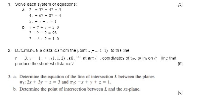 1. Solve each system of equations: 15, a 2. + 3?