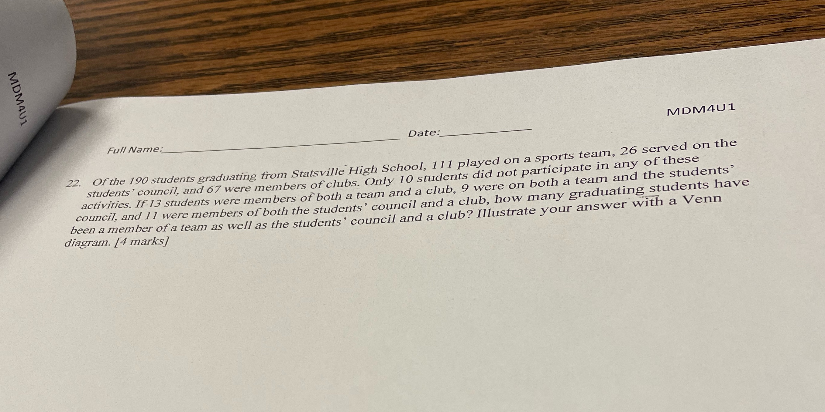 MDM401 MDM4U1 Full Name: Date: 22. Of the 190