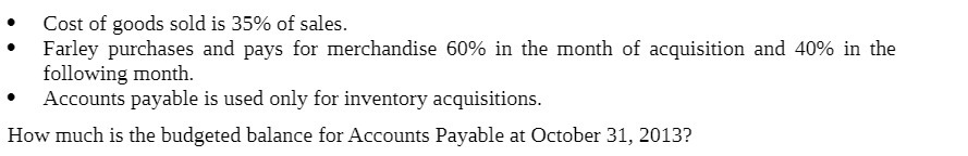 ' lCost of goods sold is 35% of sales.