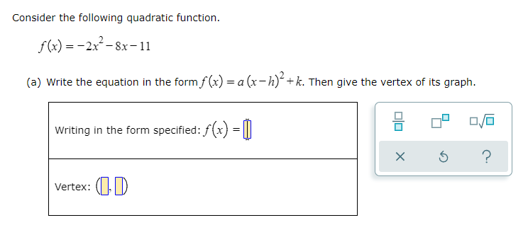 question 1 Graph the parabola. y=x2+10x+21 Plot