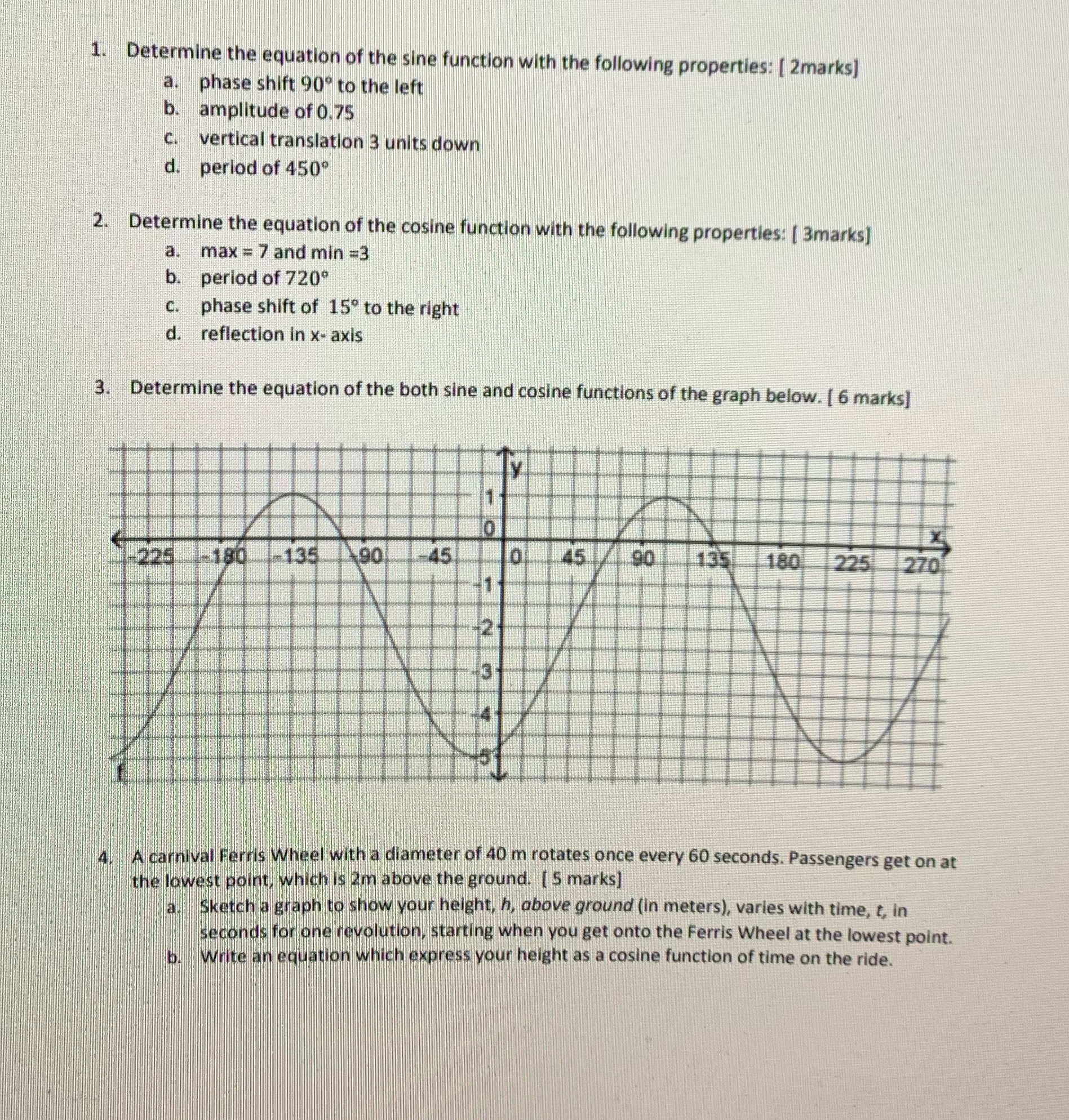Please show steps to answer questions 1,2,3 and