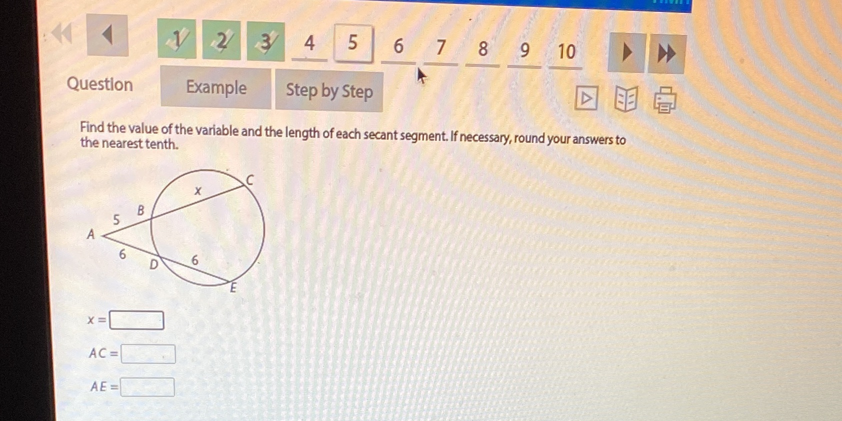 2 3 4 5 O 7 8 10 Question Example Step by Step D