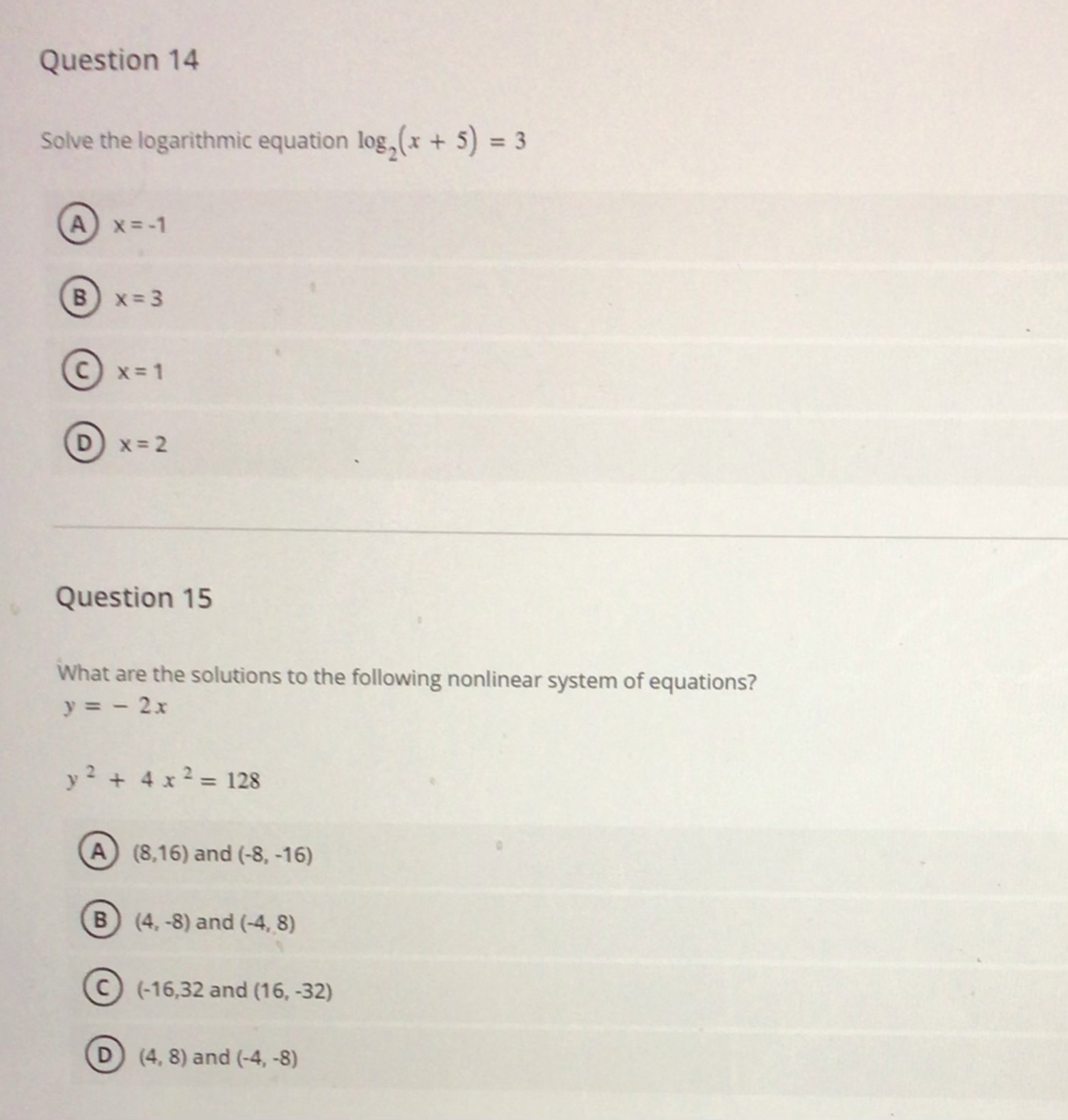 How to find the non linear system? Question 14