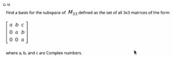 Need solution, Typed form, \fQ.16 Find a basis