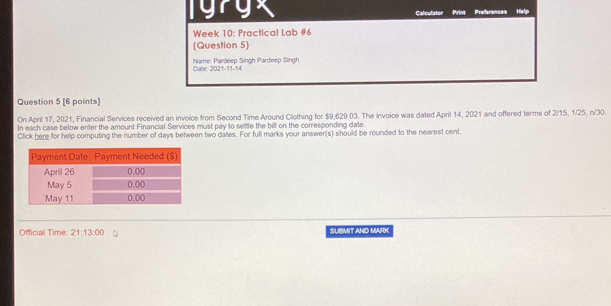 Igryx Calculator Print Preferences Help Week 10: