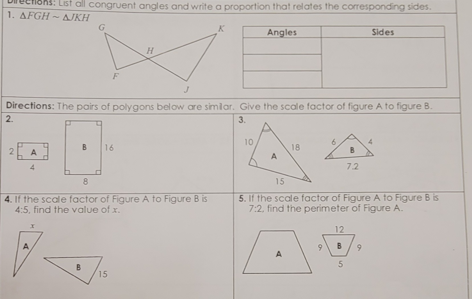 Directions: List all congruent angles and write a