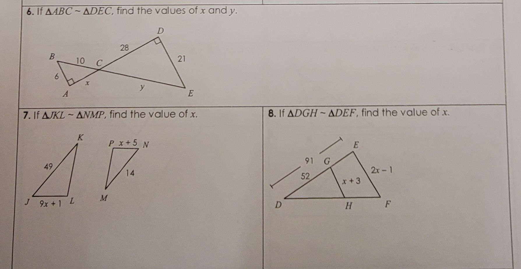 Directions: List all congruent angles and write a