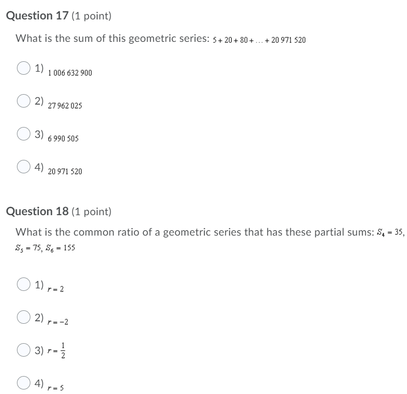 Question 11 (1 point) In a geometric sequence, to