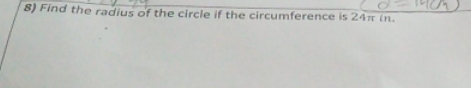 find the radius of the circle if the circumstance