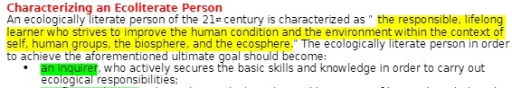 Characterizing an Ecoliterate Person An