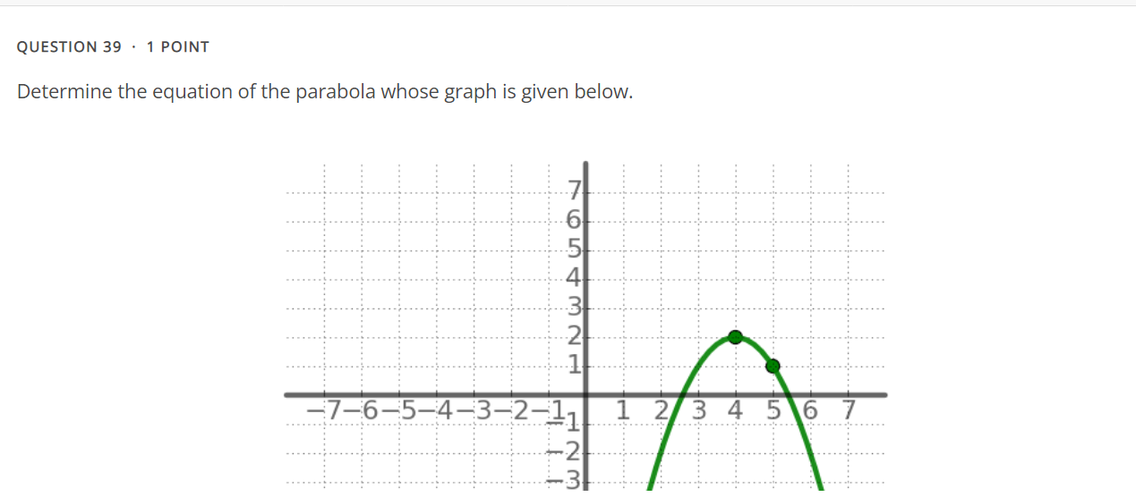 QUESTION 39 ' 1 POINT Determine the equation of