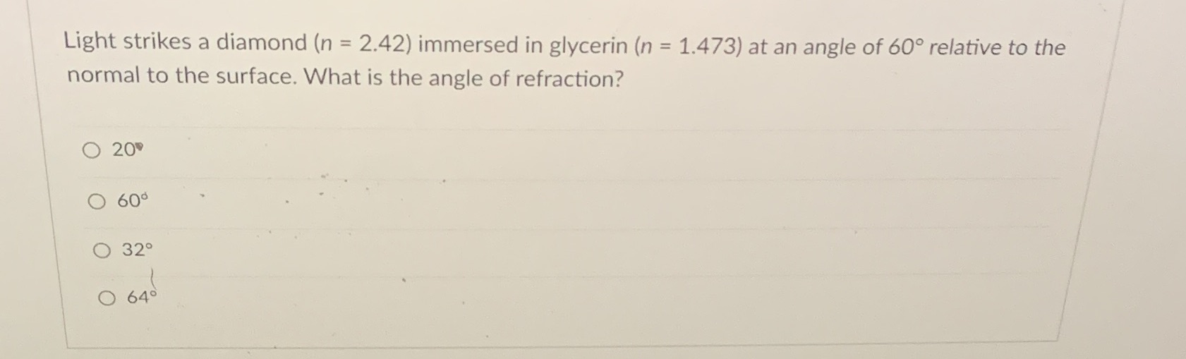 24 Light strikes a diamond (n = 2.42) immersed in