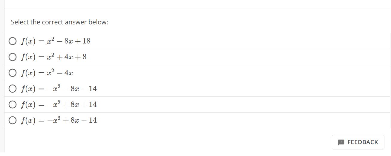 QUESTION 39 ' 1 POINT Determine the equation of