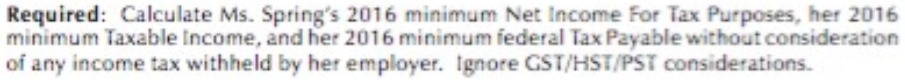 Required: Calculate Ms. Spring's 2016