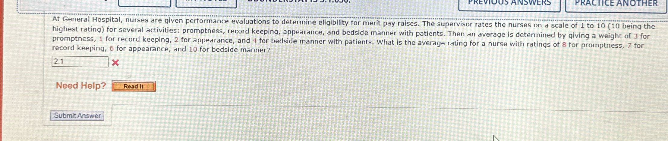 Statistics PREVIOUS ANSWERS PRACTICE ANOTHER At