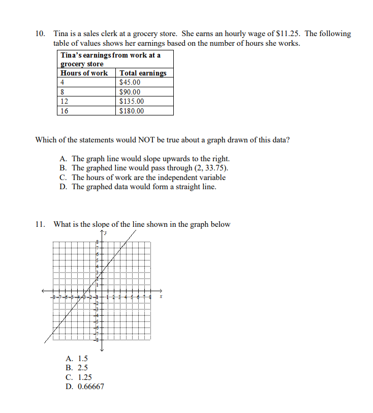 ll}. Tina is a sales elerk at a grooerj,r store.