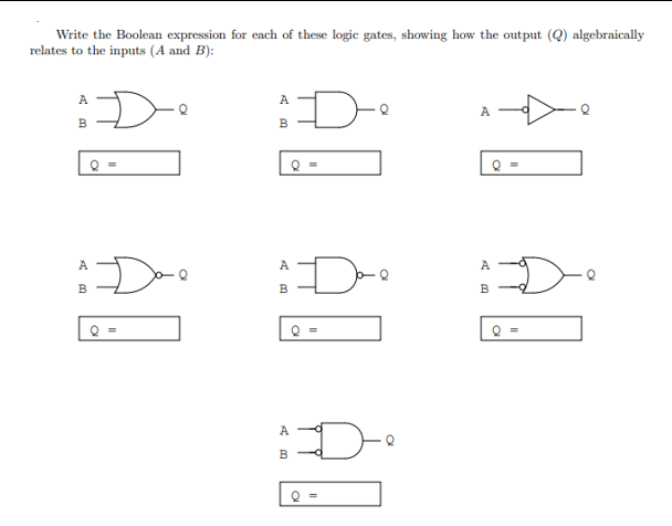 Identify each of these logic gates by name, and