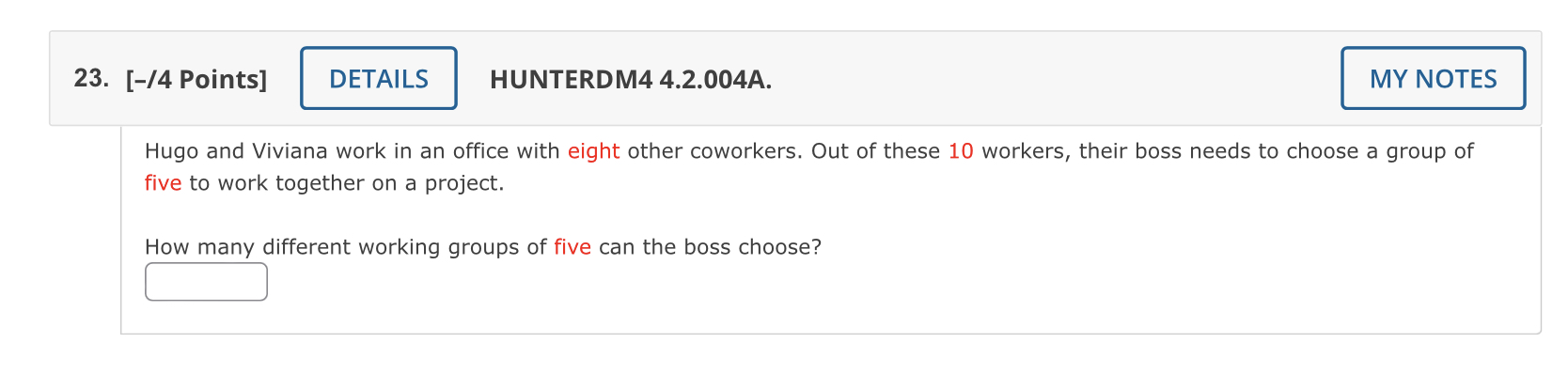23. [14 Points] DETAILS HUNTERD M4 4.2.004A. MY
