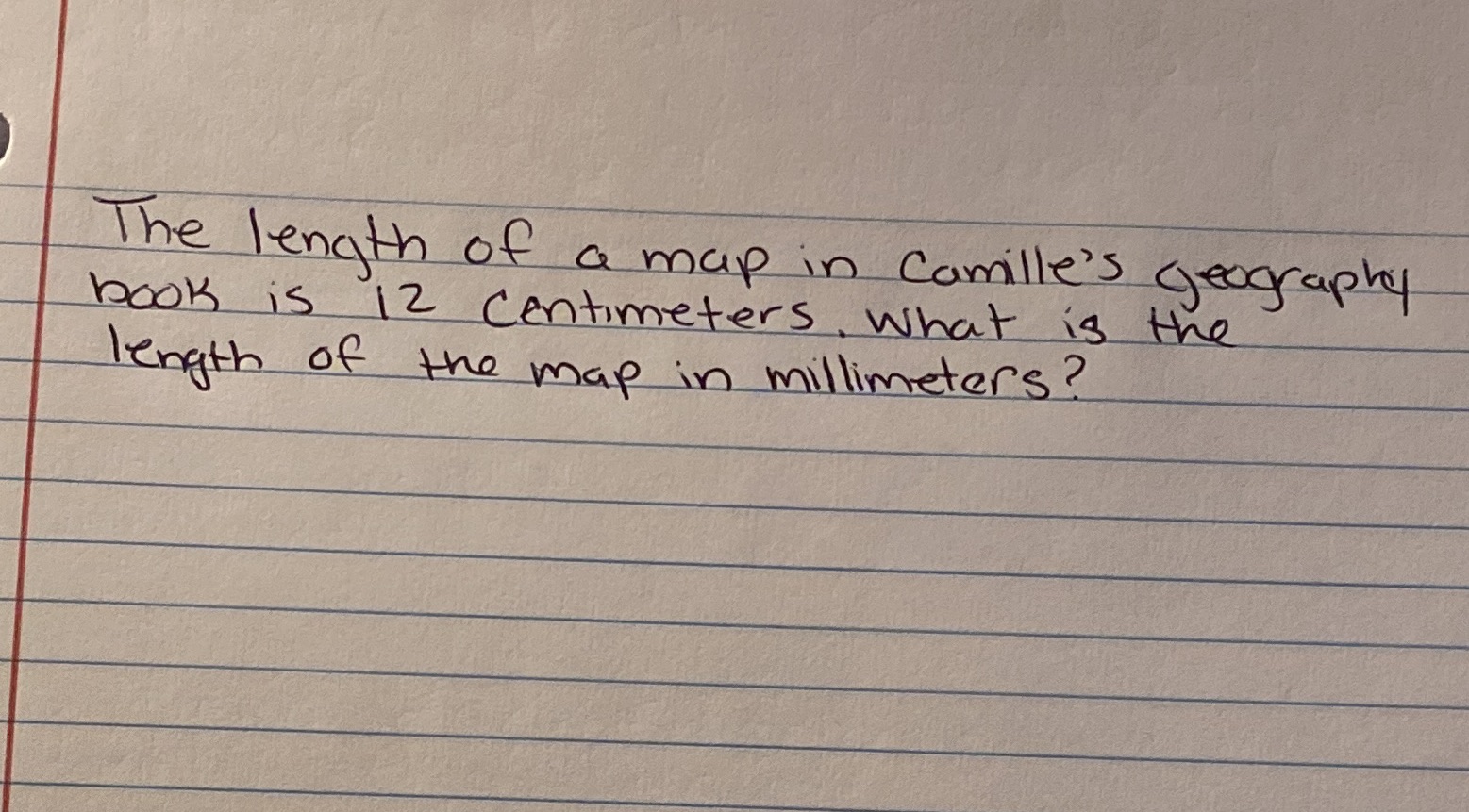 The length of a map in Camille's geography