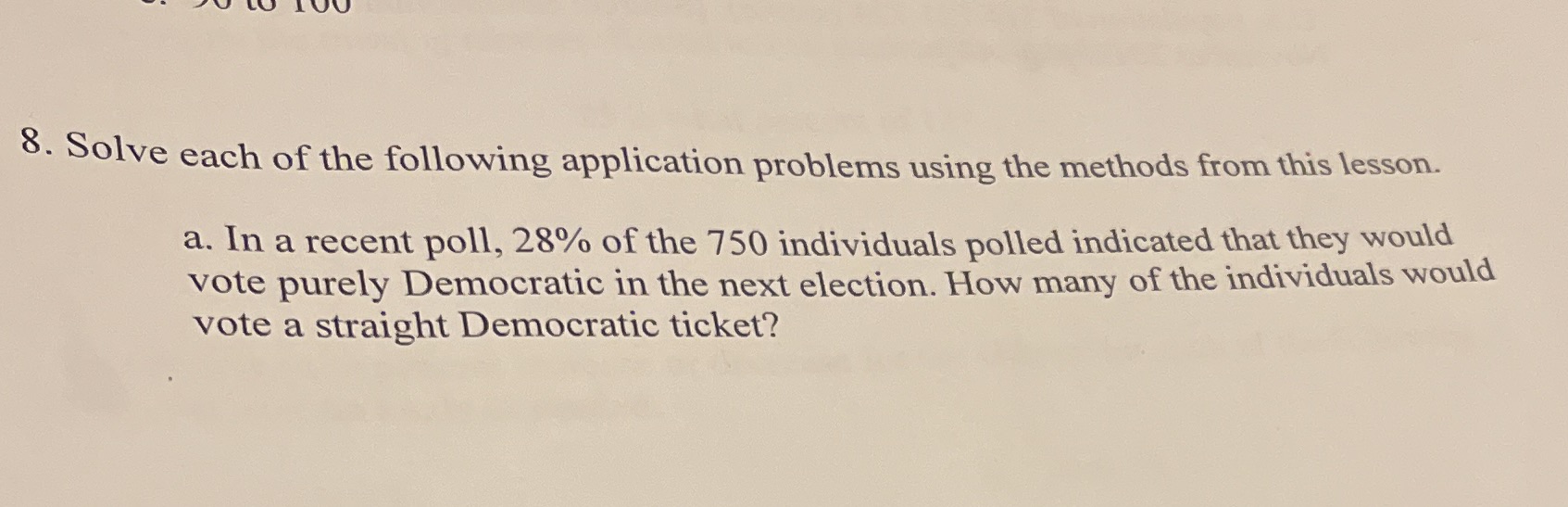 8. Solve each of the following application